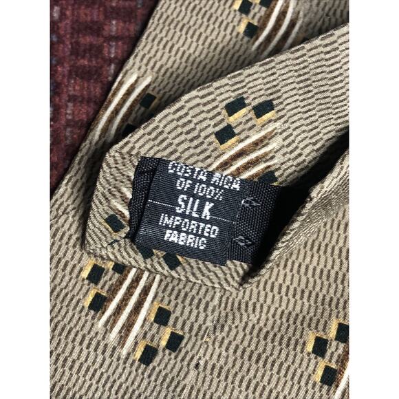 BILL BLASS BLACK LABEL Olive Green Pattern Mens Multi-Color 100% Silk Neck Tie - Picture 4 of 5